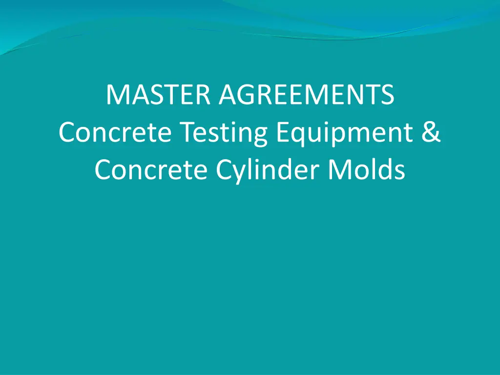 master agreements concrete testing equipment