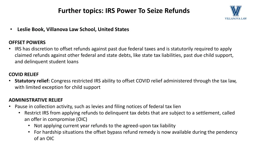 further topics irs power to seize refunds