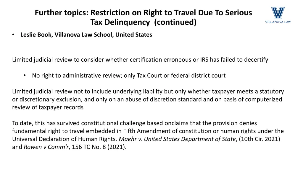 further topics restriction on right to travel 1