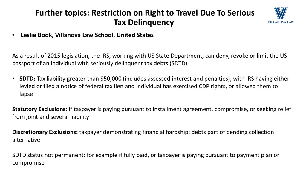 further topics restriction on right to travel