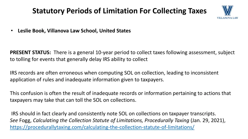 statutory periods of limitation for collecting 1