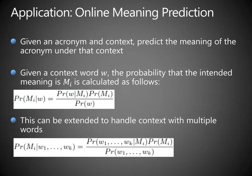 application online meaning prediction