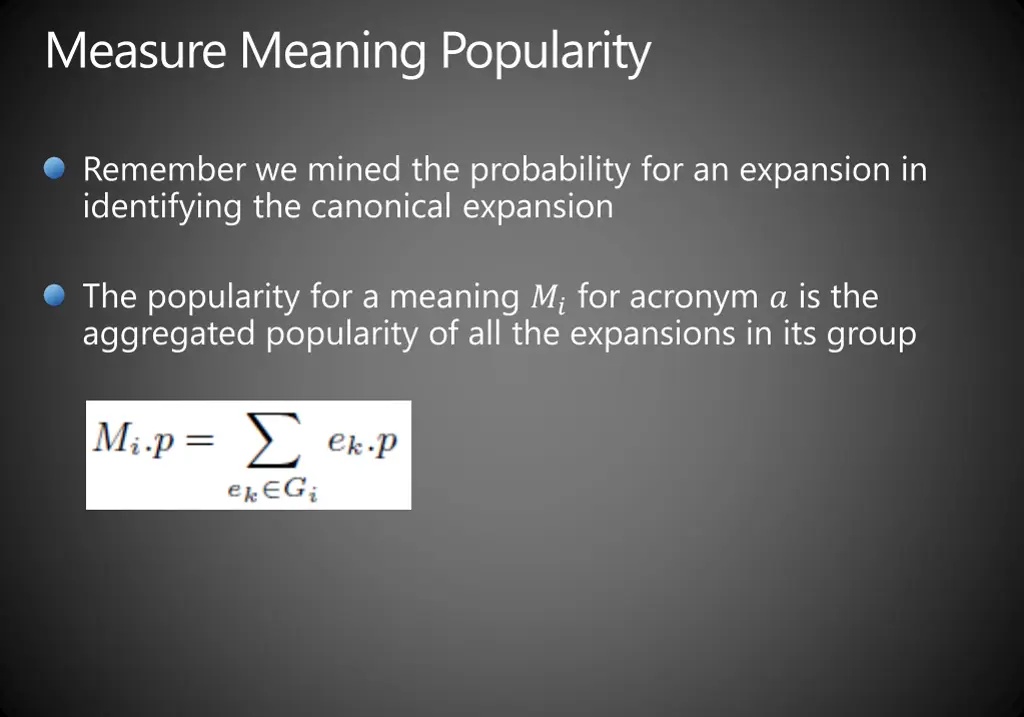 measure meaning popularity