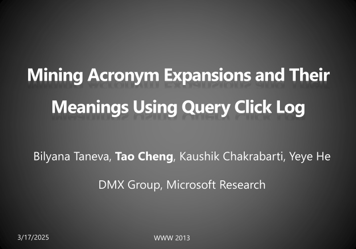 mining acronym expansions and their meanings