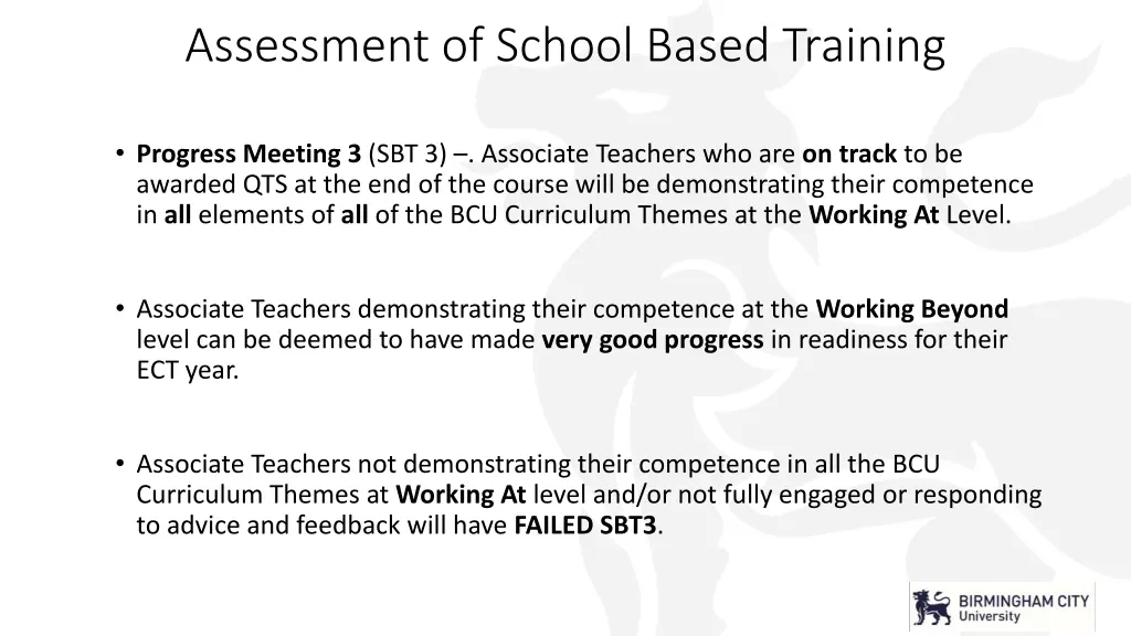 assessment of school based training 1