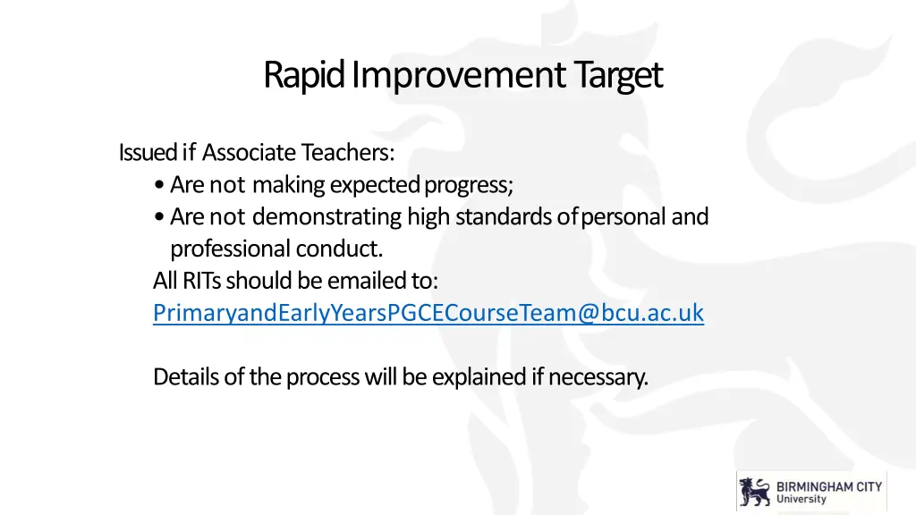 rapid improvementtarget