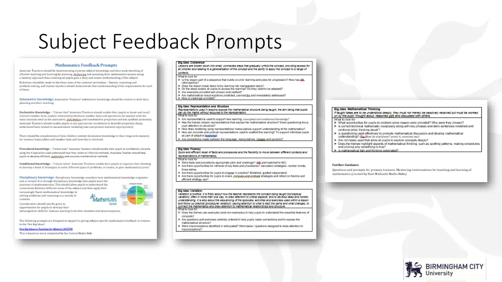 subject feedback prompts