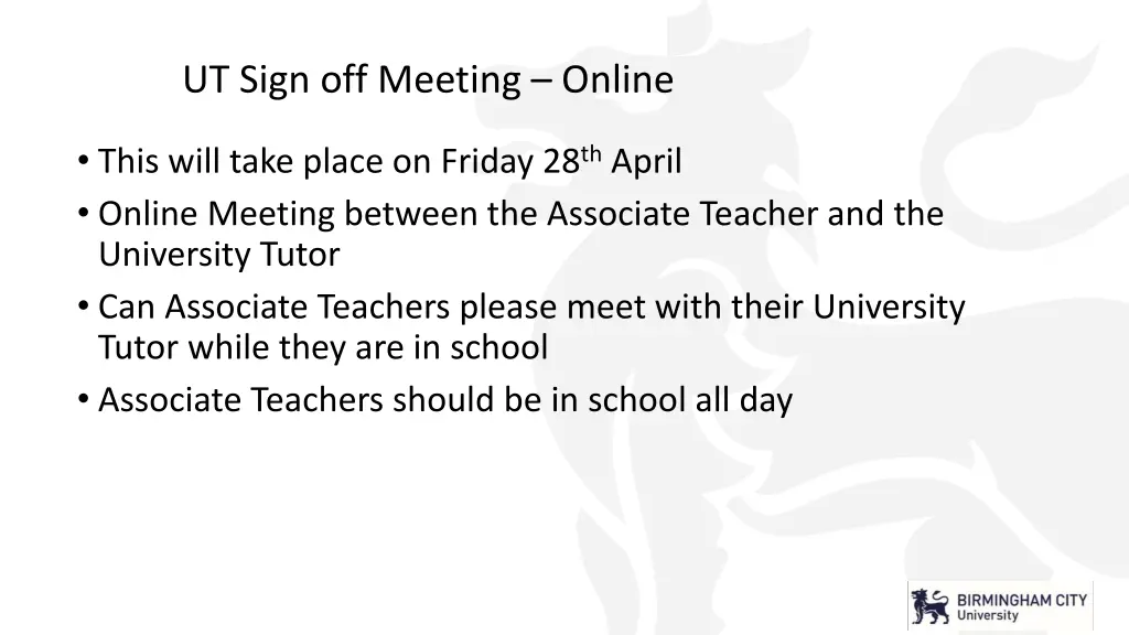 ut sign off meeting online