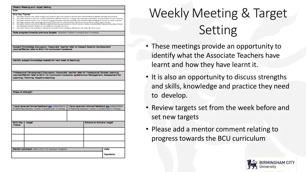 weeklymeeting target setting