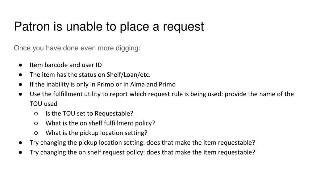 patron is unable to place a request 2
