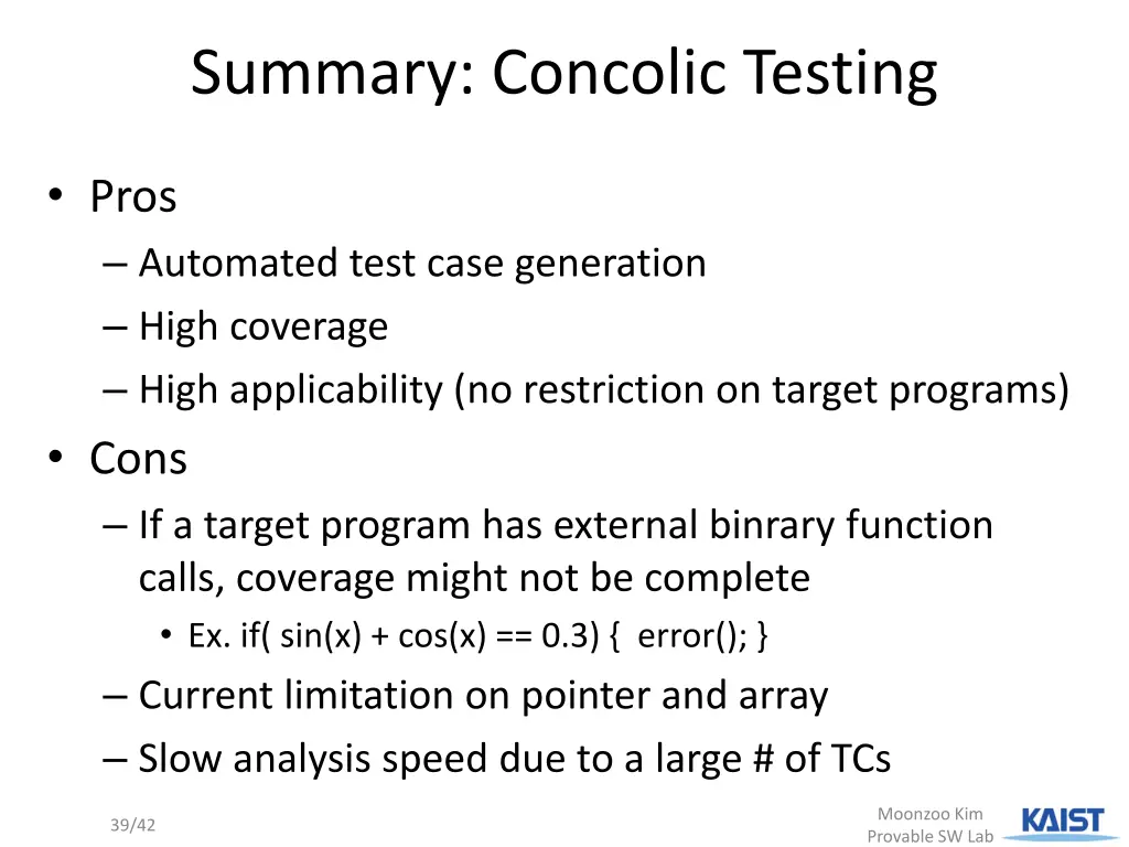 summary concolic testing