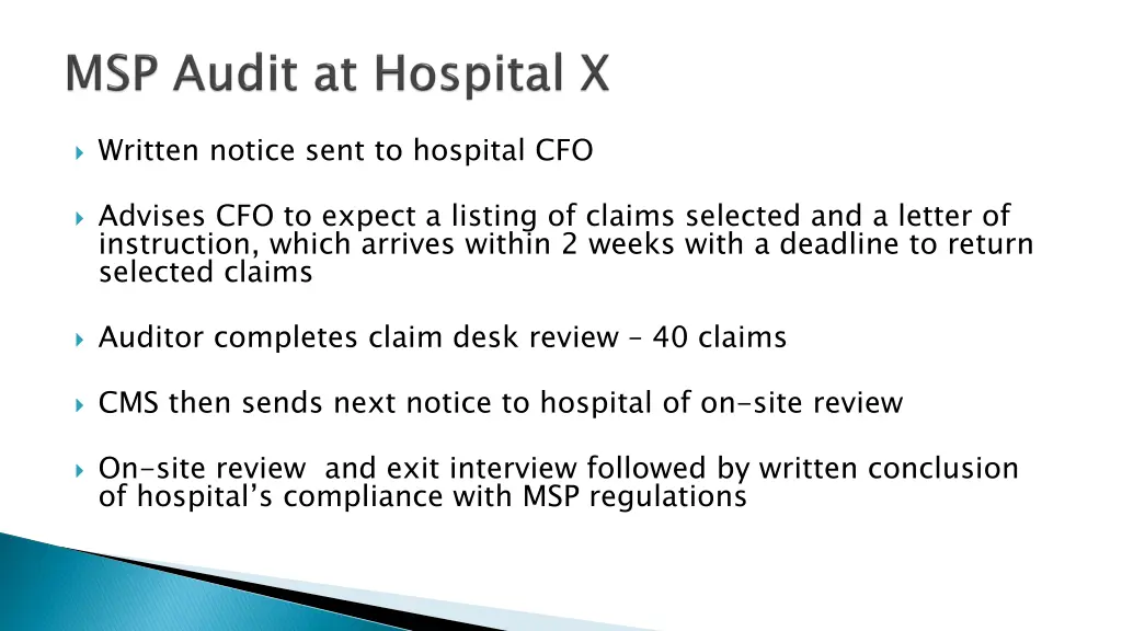 written notice sent to hospital cfo