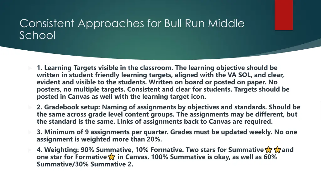 consistent approaches for bull run middle school