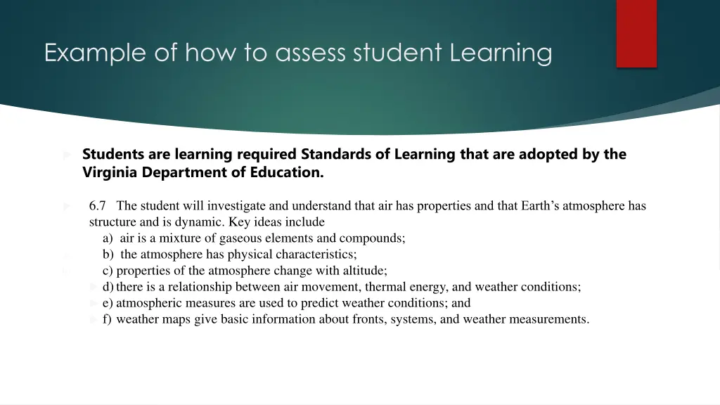 example of how to assess student learning
