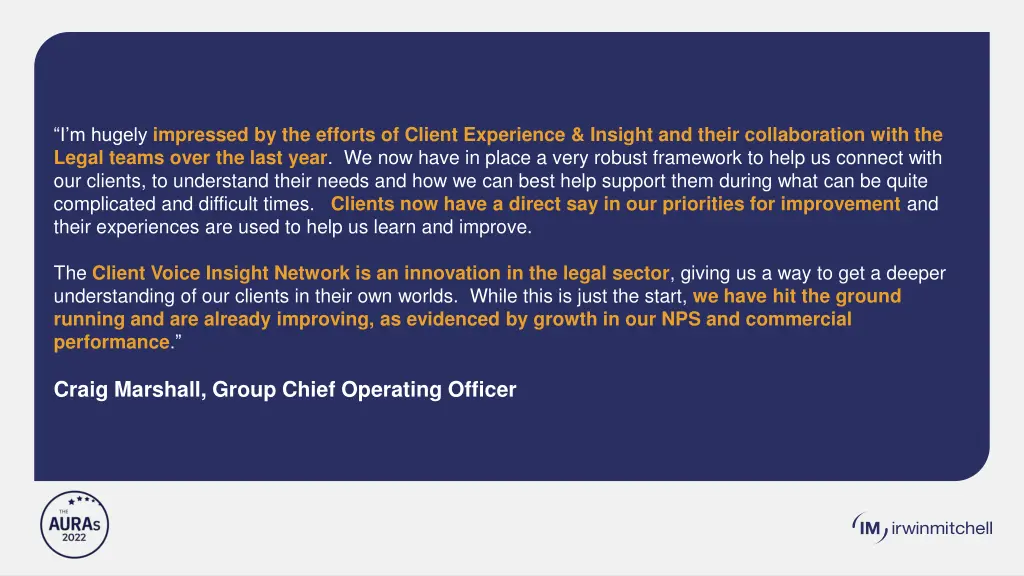 i m hugely impressed by the efforts of client