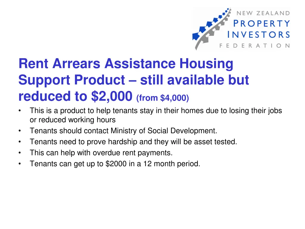 rent arrears assistance housing support product
