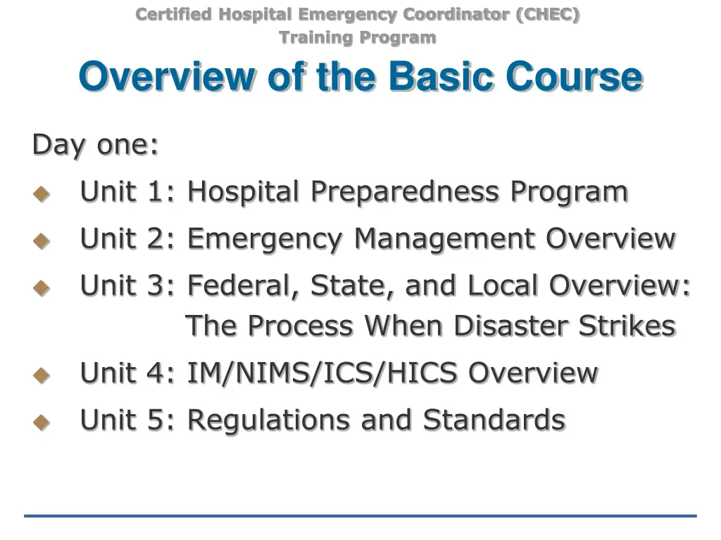 certified hospital emergency coordinator chec 10