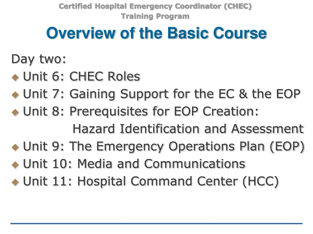 certified hospital emergency coordinator chec 11