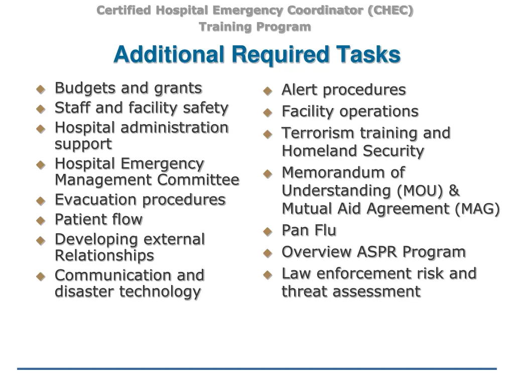 certified hospital emergency coordinator chec 6