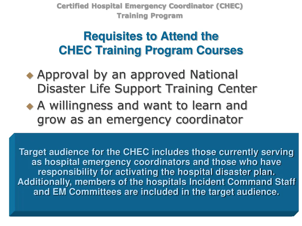 certified hospital emergency coordinator chec 7