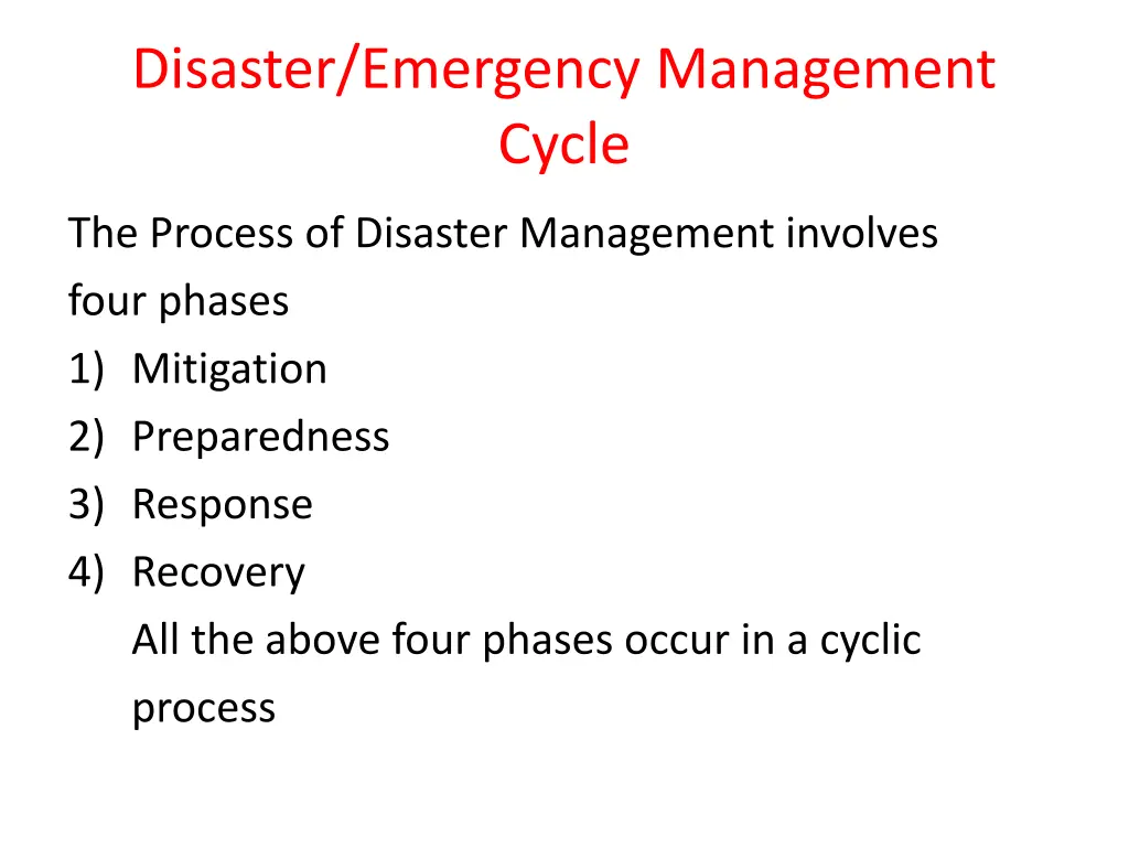 disaster emergency management cycle
