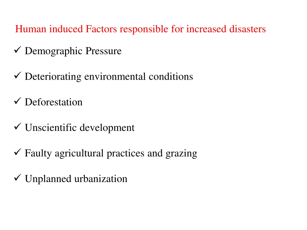 human induced factors responsible for increased