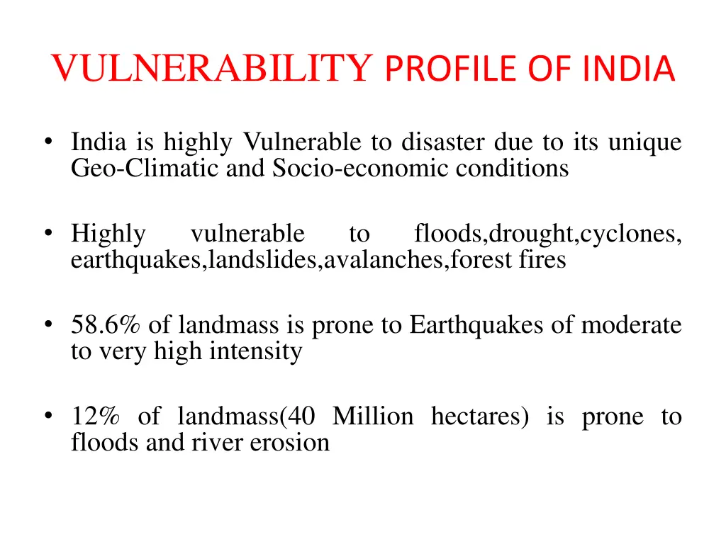 vulnerability profile of india