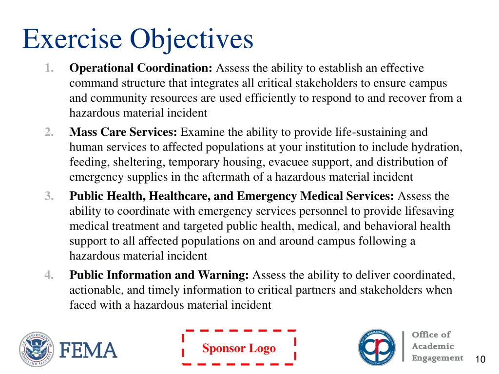 exercise objectives