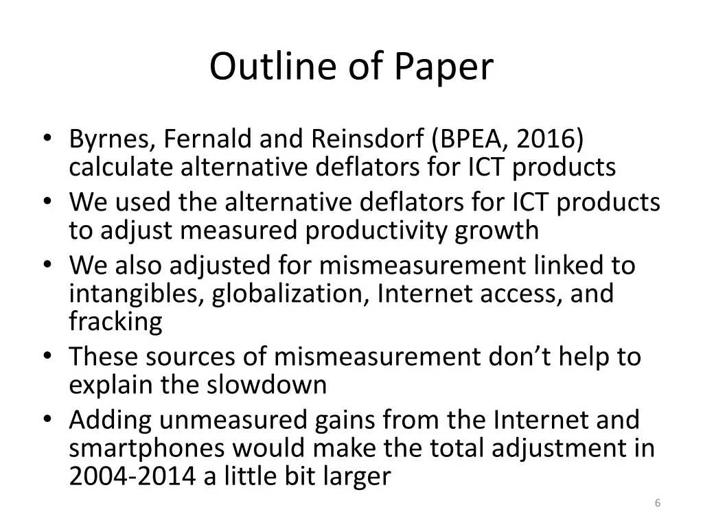 outline of paper