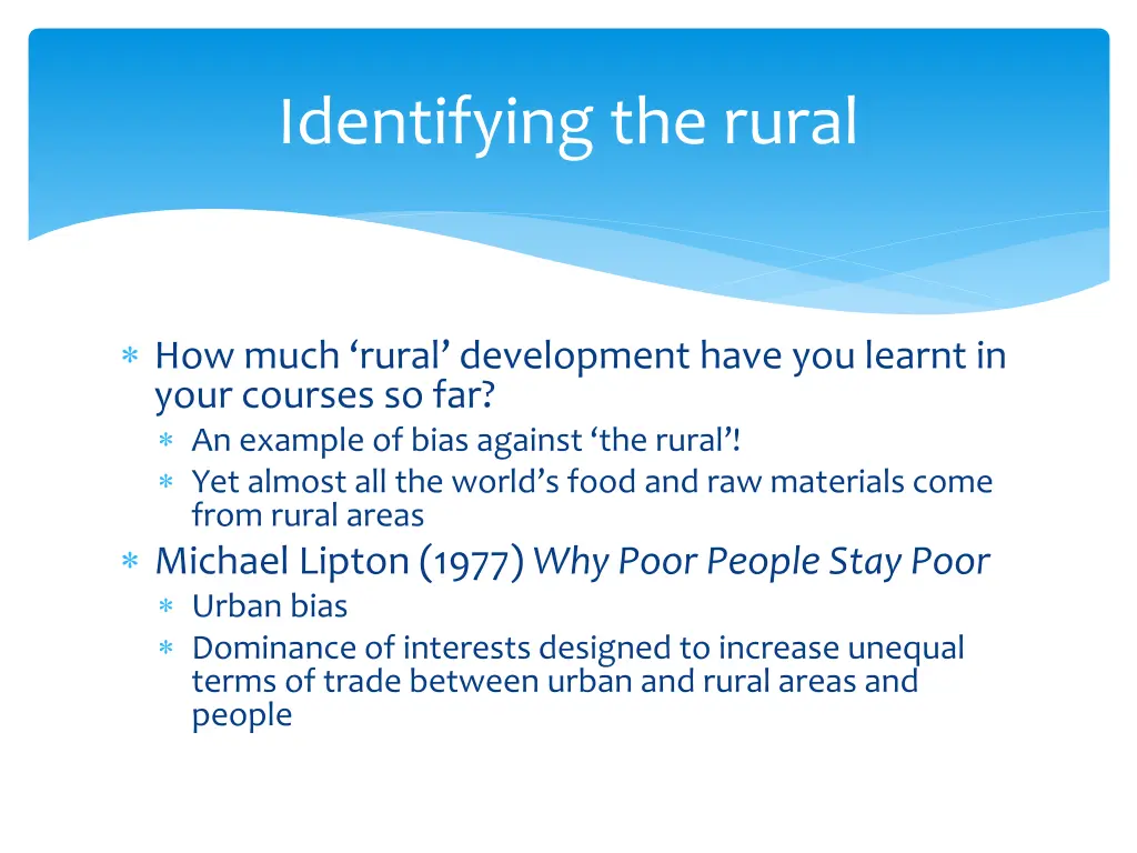 identifying the rural 1