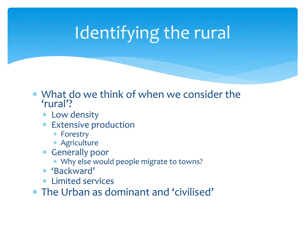 identifying the rural