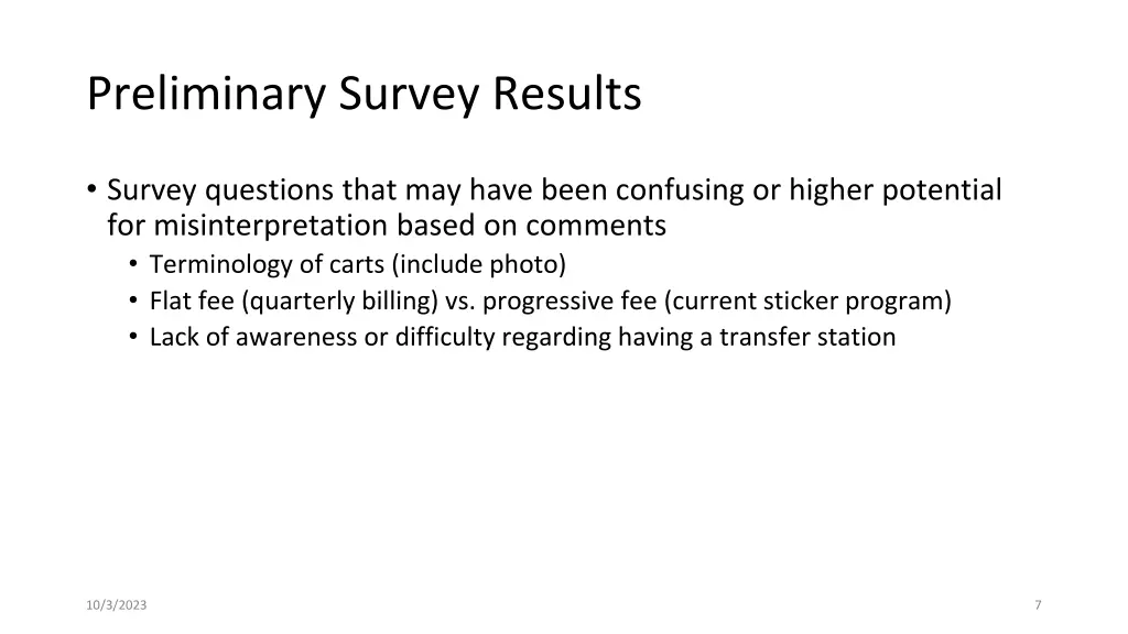 preliminary survey results 1