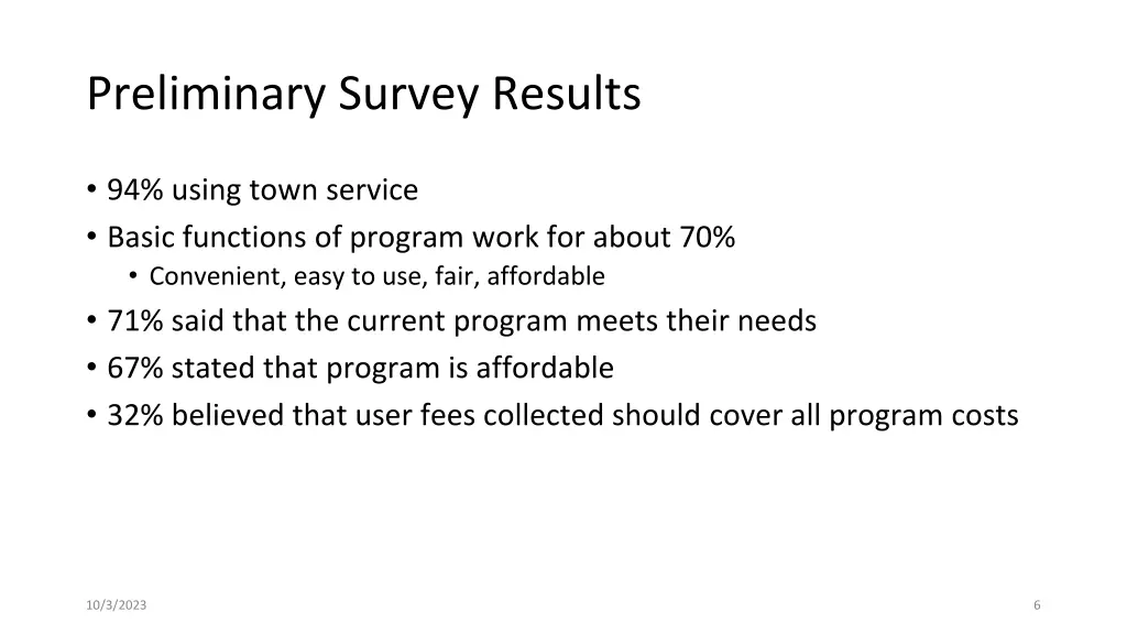 preliminary survey results