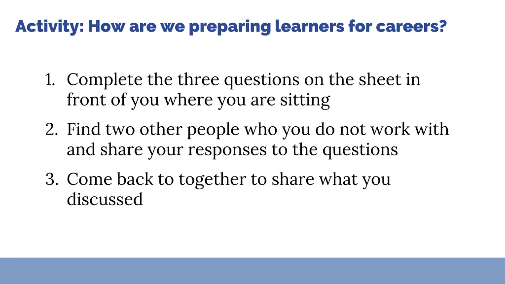 activity how are we preparing learners for careers