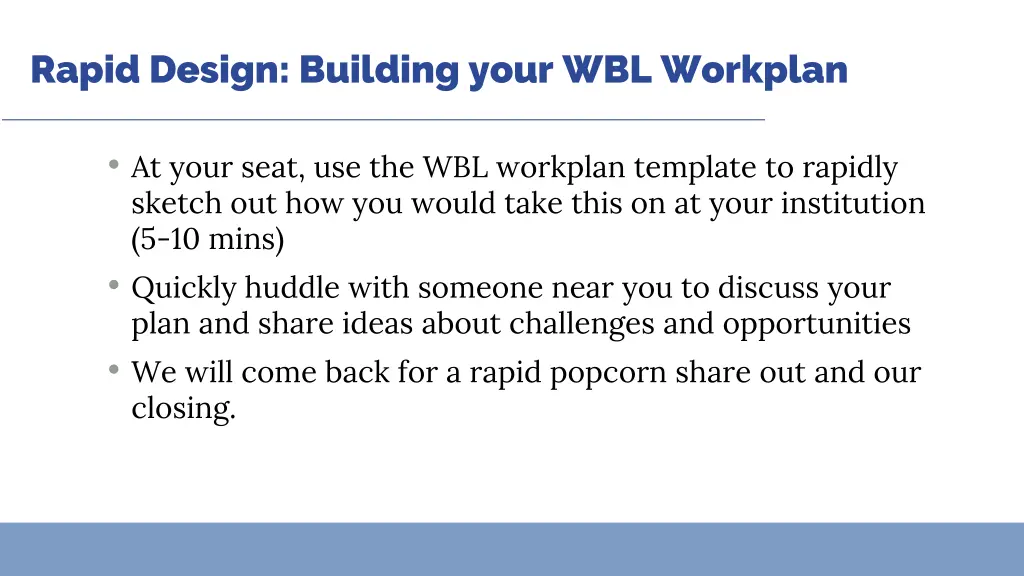 rapid design building your wbl workplan