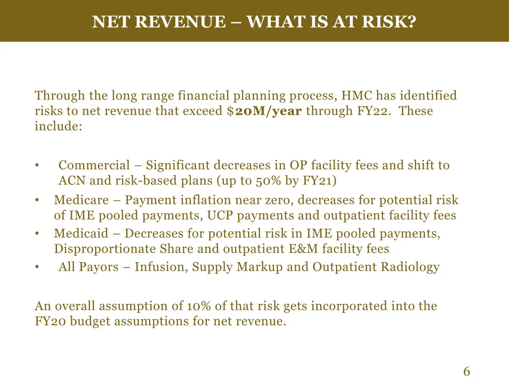 net revenue what is at risk