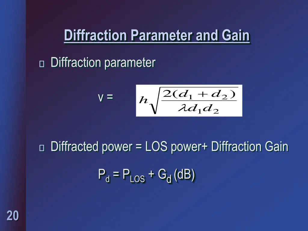 diffraction parameter and gain