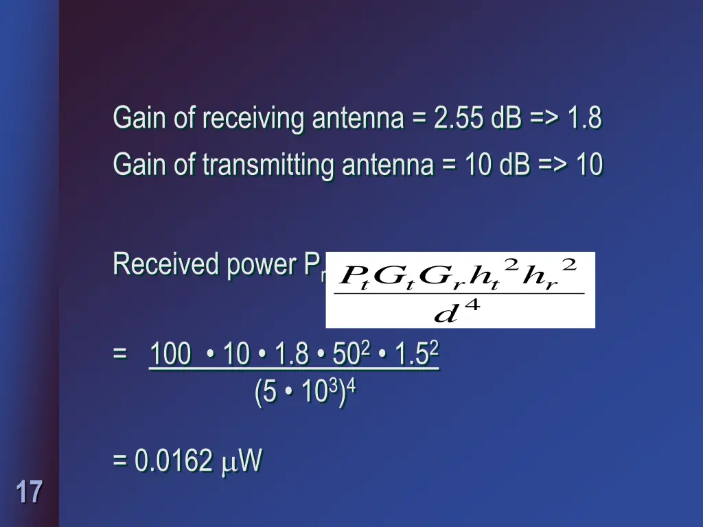 gain of receiving antenna 2 55 db 1 8 gain
