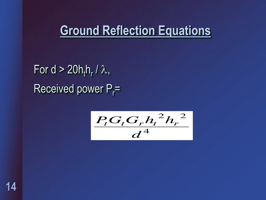 ground reflection equations