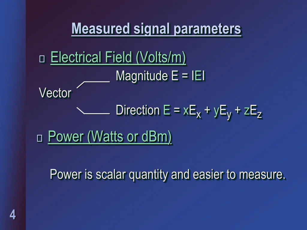 measured signal parameters