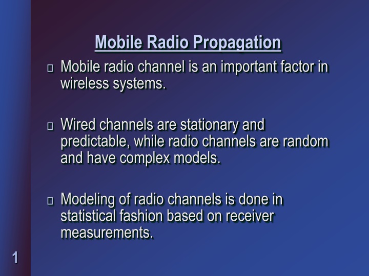 mobile radio propagation mobile radio channel
