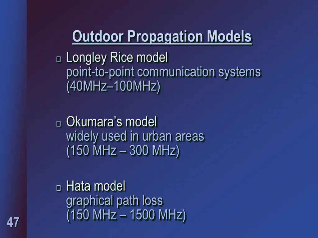 outdoor propagation models longley rice model