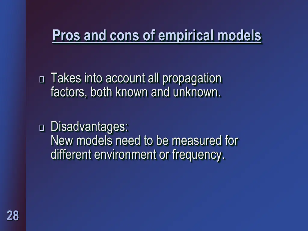 pros and cons of empirical models