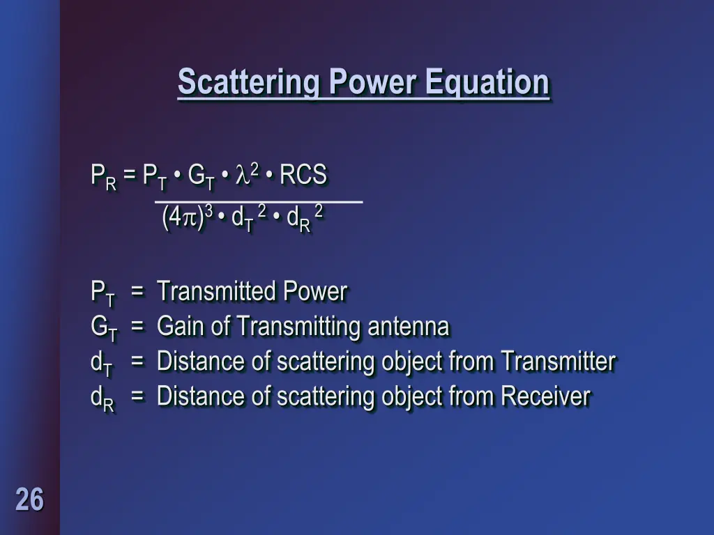 scattering power equation