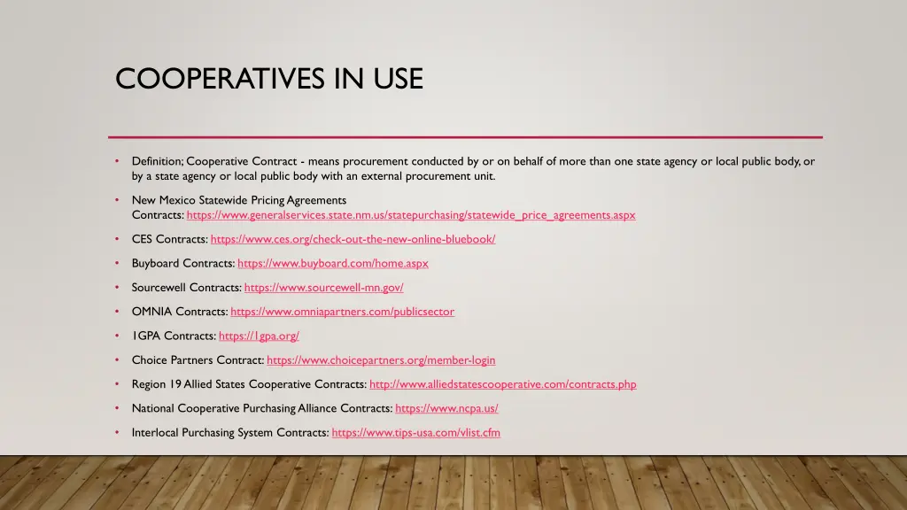 cooperatives in use