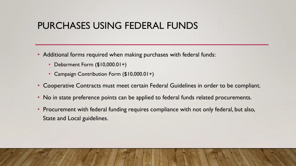 purchases using federal funds