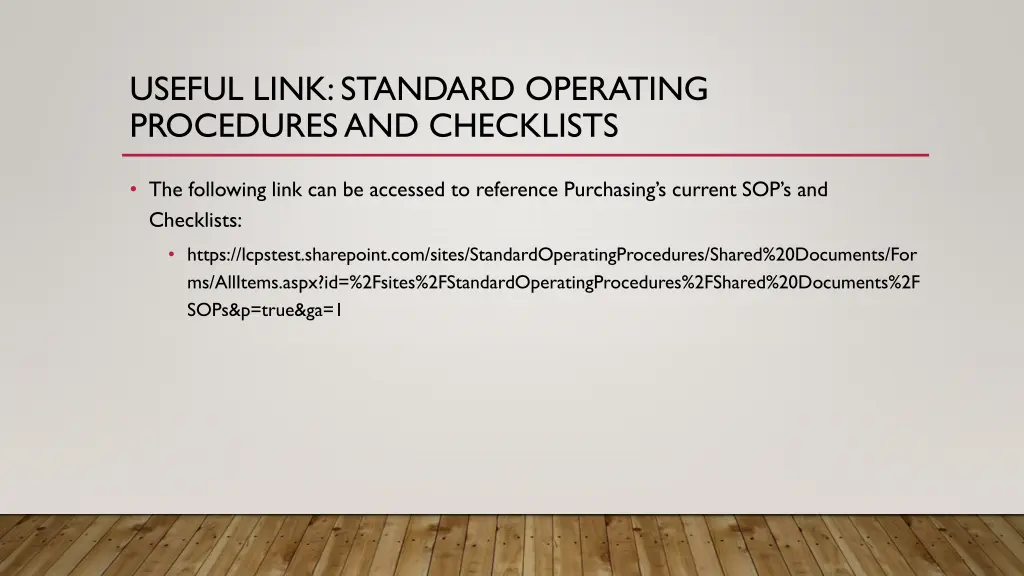 useful link standard operating procedures