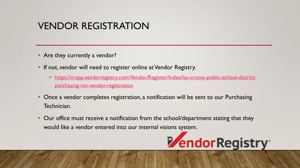 vendor registration