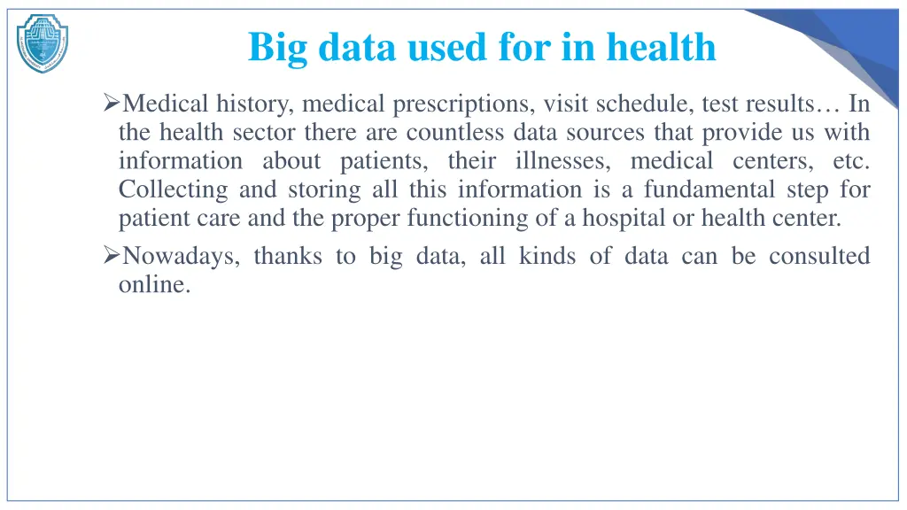 big data used for in health