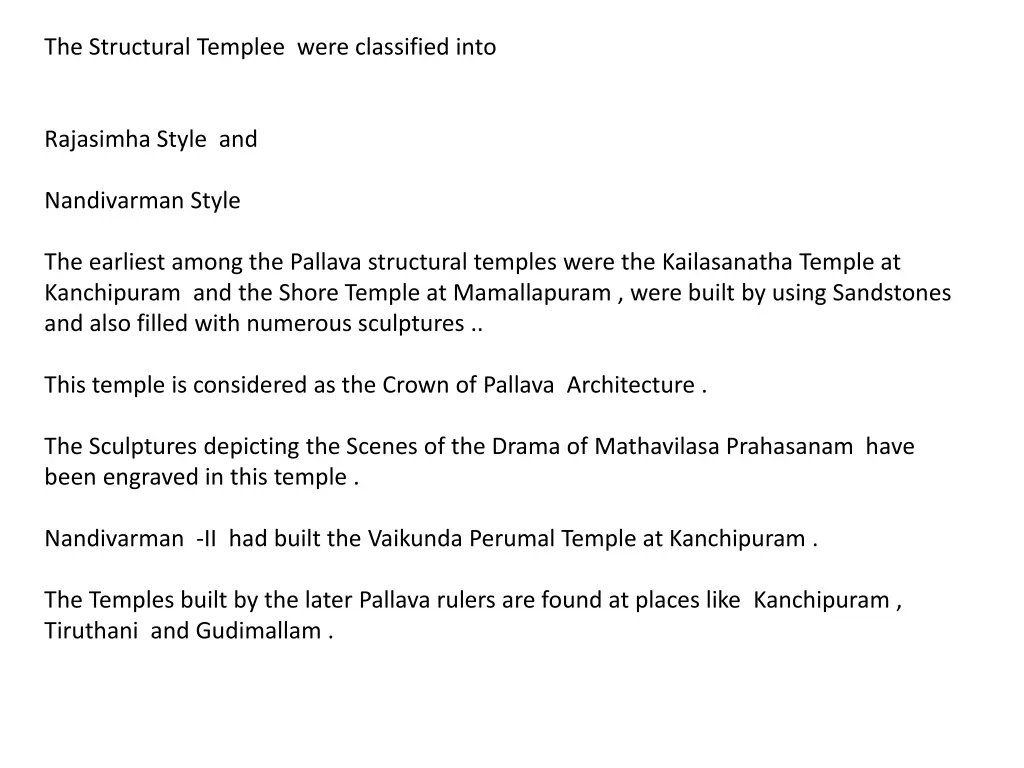 the structural templee were classified into